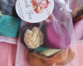 Pink Pumpkin Sachet Favor – Fall Baby Shower Gift, Autumn Bridal Favor, Blush Petals & Sola Flower in Organza Bag, Custom Tag Option