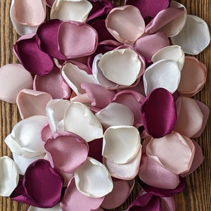 Mauve  mulberry dusty rose and blush custom rose petals for wedding table decorations, aisle runner decor, flowers for flower girl baskets