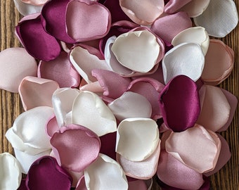 Mauve  mulberry dusty rose and blush custom rose petals for wedding table decorations, aisle runner decor, flowers for flower girl baskets