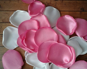 White and pink rose petals for wedding or baby girl shower decorations, flowers for wedding toss and bridal shower table decor, confetti
