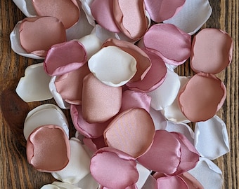 Dusty rose and rose gold custom rose petals for wedding-flowers for flower girl baskets-aisle runner decor supplies-send off confetti toss