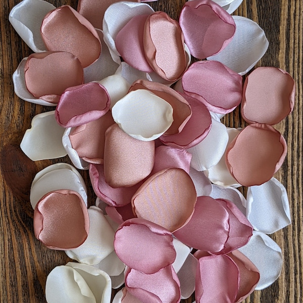 Dusty rose and rose gold custom rose petals for wedding-flowers for flower girl baskets-aisle runner decor supplies-send off confetti toss