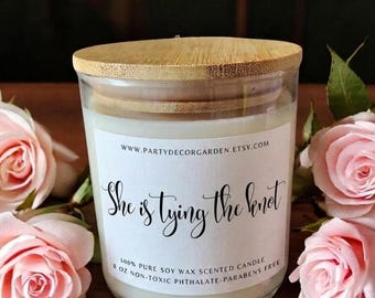 She's Tying The Knot Wedding Candle | Peach Blossom & Vanilla Bridal Gift | Luxury Engagement Soy Candle