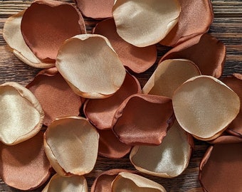 Copper antique gold aisle runner rose petals, flower girl petals for baskets, boho rustic bridesmaid proposal flowers, fall wedding decor