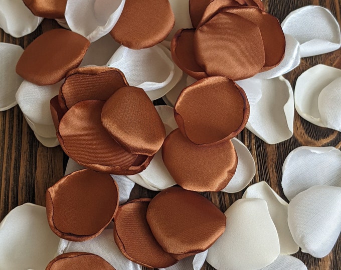 Featured listing image: Copper custom rose petals bulk wedding decor, flowers or leaves for baskets, table decorations, party supplies, fall alternative confetti