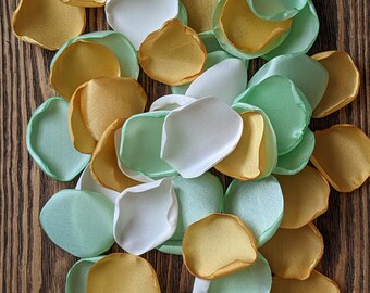 Wedding barefoot decor-mint cream gold rose petals for wedding baskets-announcement confetti and anniversary decorations-flower girl petals