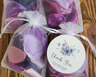 Purple Wildflowers Sachet Favor, Rustic Wedding Favor, Garden Bridal Shower Gift, Boho Baby Shower Decor, Lavender Floral Petal Bag Favor