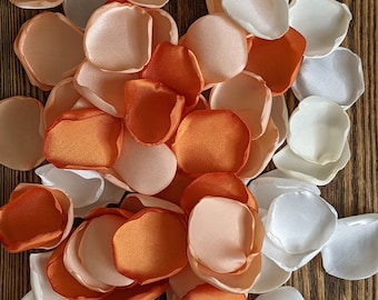 Burnt orange and peach wedding decor, our little pumpkin rustic birthday confetti for favor boxes, rose petals for flower girl table decor