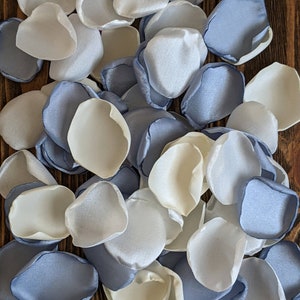 Dusty blue rose petals for wedding decor and flower girl, table decor toss ideas, country bridal shower decor, rustic boho cake decorations
