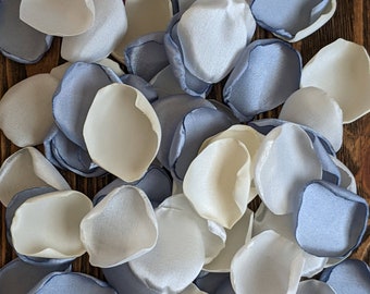 Dusty blue rose petals for wedding decor and flower girl-table decor toss ideas-country bridal shower decor-rustic or boho cake decorations