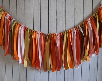 Tropical ribbon garland-party garland-ribbon banner-sweet coral party-our little pumpkin-1st birthday-high chair banner-baby shower decor