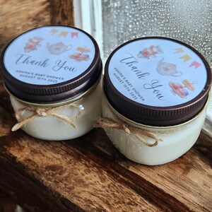 Tea Party Candle Favors – 4 oz Natural Soy Candles for Bridal Shower, Baby Shower, Birthday or Garden Party, Personalized Gift