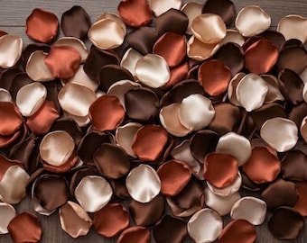 Copper Champagne Brown Silk Flower Petals for Weddings, Flower Girl Basket, Aisle & Table Scatter Decor
