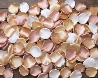 Champagne Blush Satin Rose Petals Wedding Shower Decor Table Scatter Reception Centerpiece Romantic Ceremony Aisle Decoration