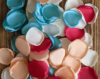 Wedding decor, Turquoise ivory rose petals, bridal shower decorations, baby shower centerpieces, aisle runner confetti toss or party scatter
