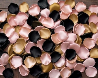 Pink Gold Black Satin Rose Petals Bridal Shower Wedding Party Decorations Table Scatter Confetti Aisle Runner Decor