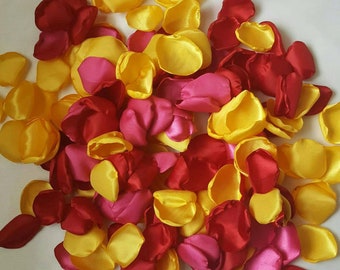 Yellow red and pink rose petals for wedding aisle runner decoration-flower girl petals for baskets-romantic tropical bridal shower confetti