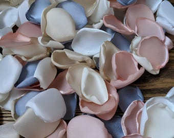 Blush pink dusty blue champagne cream ivory rose petals, wedding decor and aisle decorations, bridal shower centerpieces, flower girl toss