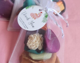 Pink Dinosaur Favor with Rose Petals Sola Flower, Custom Colors & Scent, Baby Shower Gift, Girl Birthday, Dino Party Favor