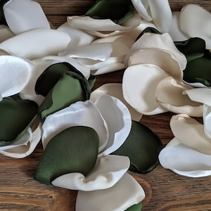 Enchanted forest fairy wedding decor, moss champagne ivory rose petals for aisle runner decor table decor, flower girl petals for baskets