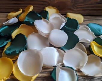 Emerald gold champagne rose petals for wedding and party decor, flower girl petals for baskets and aisle runner, fall bridal shower confetti