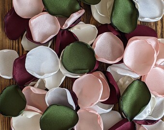 Rose petals for wedding decoration, moss burgundy and blush mix of wedding flowers to toss around centerpieces, rustic bridal shower decor