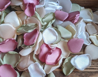 Sage and dusty rose petals for wedding decor-minimalist or simple decorations for bridal shower and aisle runner-flower girl accessories