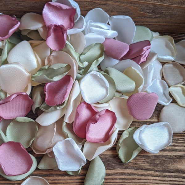 Sage and dusty rose petals for wedding decor-minimalist or simple decorations for bridal shower and aisle runner-flower girl accessories
