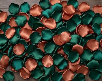 Emerald Green Terracotta Satin Rose Petals Forest Wedding Decor Rustic Enchanted Fairy Floral