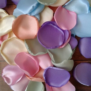 Pastel Rainbow Satin Rose Petals: Unicorn Party, Wedding Confetti
