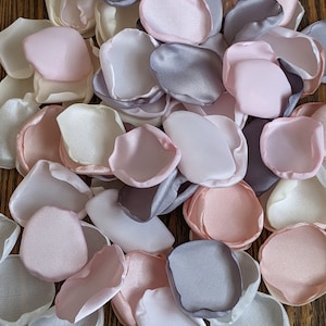 Pink and silver rose petals for elephant baby shower decoration, owl baby girl party decor confetti for table toss, aisle runner flowers