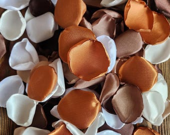 Copper, Champagne, and Brown flower petals for weddings-Flower girl petals-table decorations