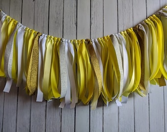 Party decor-lemon garland-ribbon garland-lemonade decorations-ribbon garland backdrop-yellow baby shower-bridal shower decor-ribbon banner