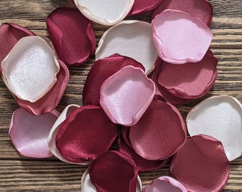 wedding decor-Cinnamon rose burgundy champagne dusty rose petals for custom bridesmaid proposal bags and boxes-minimalist table tossing