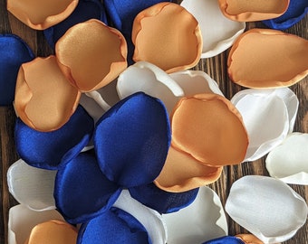 Mustard yellow and royal blue rose petals for bridal shower and wedding table decor-ceremony and reception simple wedding decor-confetti