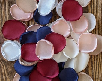 Wedding decor, Navy burgundy blush champagne nautical beach neutral flower girl petals, bridesmaid proposal box gift, rustic aisle toss