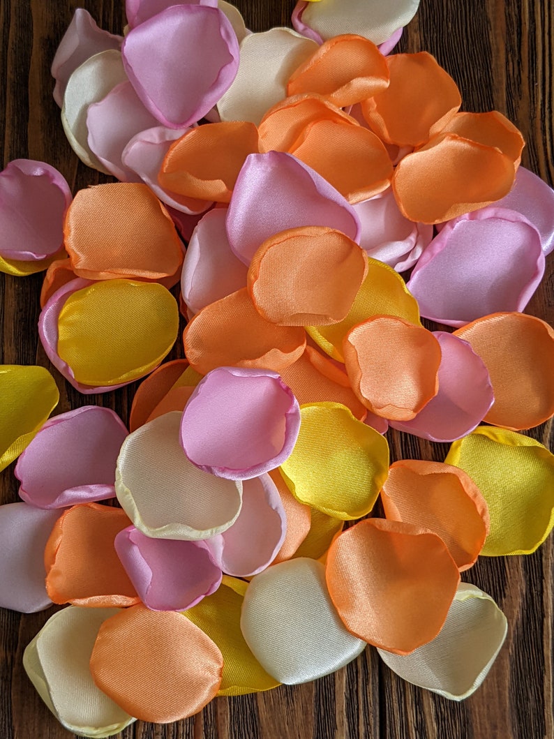 Custom orange pink and yellow rose petals for rubber duck baby shower decor-ducky duckies party table decorations-summer bridal decor toss image 4