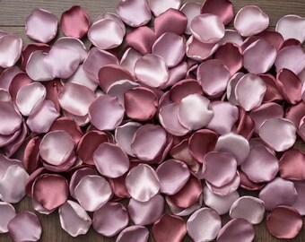 Cinnamon Rose Blush Satin Petals Wedding Confetti Aisle Decor Flower Girl Toss Rustic Boho Fall Bridal