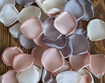 Blush ivory silver rose petals for favors and flower girl baskets, Baptism and angel baby shower party decorations, christening centerpieces