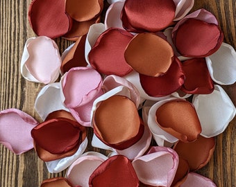 Rust terracotta dusty rose and blush fall wedding decor, cinnamon flower girl petals for baskets, boho bridal shower and aisle runner toss