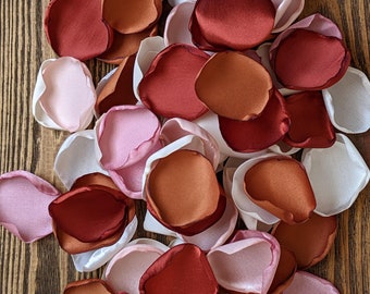 Rust terracotta dusty rose and blush fall wedding decor-cinnamon flower girl petals for baskets-boho bridal shower and aisle runner toss