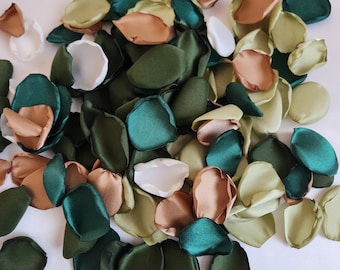 Emerald sage mix of rose petals for fall wedding decor, flower girl petals for baskets, wedding flowers or ceremony decoration, cake decor