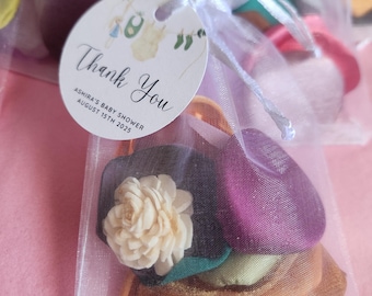 Baby Clothes Favor with Sola Flower – Scented Petals, Optional Tag & Organza Bag – Baby Shower Keepsake or Boutique Gift