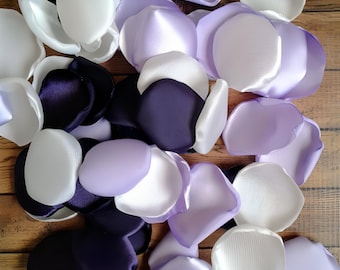 Plum lavender ivory rose petals for wedding decor and bridal shower, party supplies, wedding flowers cake and aisle runner, floral confetti