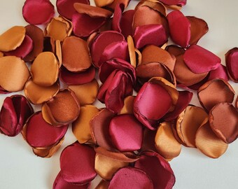 Wedding decor, terracotta burgundy and rust mix of rose petals for flower girl baskets and aisle runner decor, entrance table decorations
