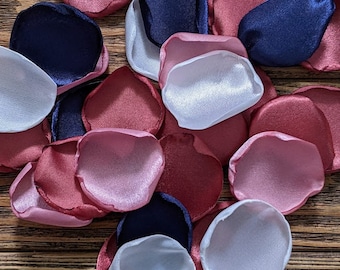 Cinnamon dusty rose navy and ivory rose petals bulk for flower girl baskets-aisle runner or pew markers flowers-table and cake wedding decor