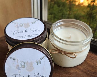 Baby Clothes Candle Favor – Baby Shower 4 oz Soy Candle, Custom Newborn Onesie Gift, Gender Reveal, Sprinkle or Neutral Party Favor