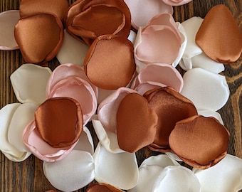 Wedding decor, Blush pink copper rose petals for glam party toss, bridal or baby shower flowers, leaves or flowers for flower girl baskets
