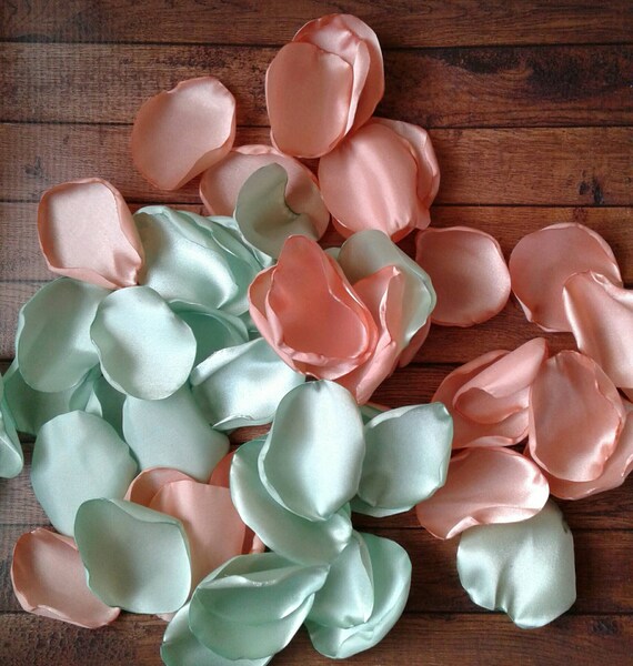Mint and Peach Rose Petals for Wedding Aisle Runner - Etsy