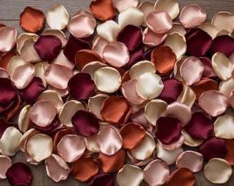 Terracotta Satin Rose Petals Burgundy Blush Pink Wedding Ceremony Decor Bridal Shower Flower Girl